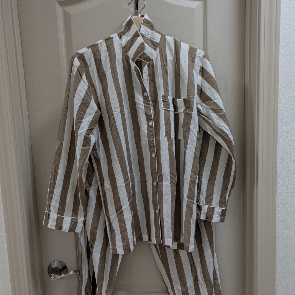 Unisex Cotton Pajamas Set w Pockets